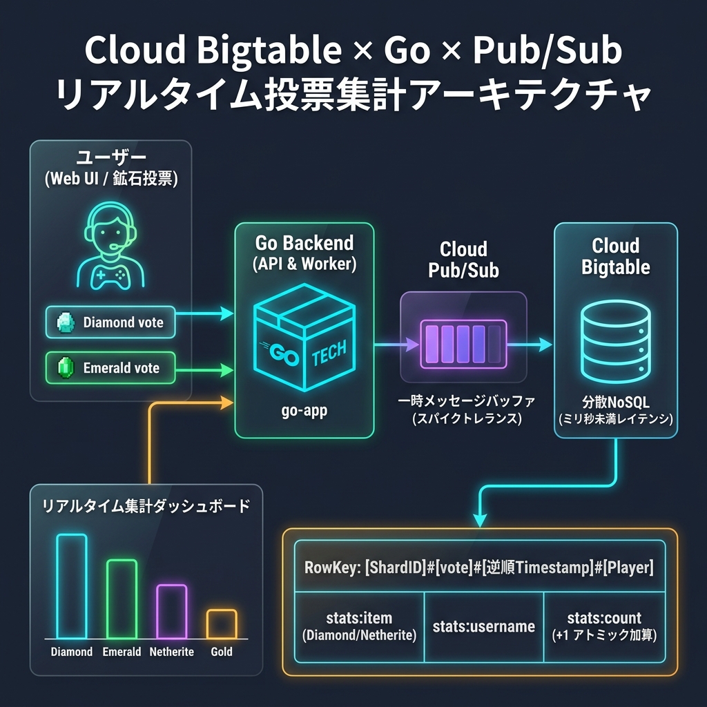 Cloud Bigtable × Go × Pub/Sub リアルタイム投票集計アーキテクチャ